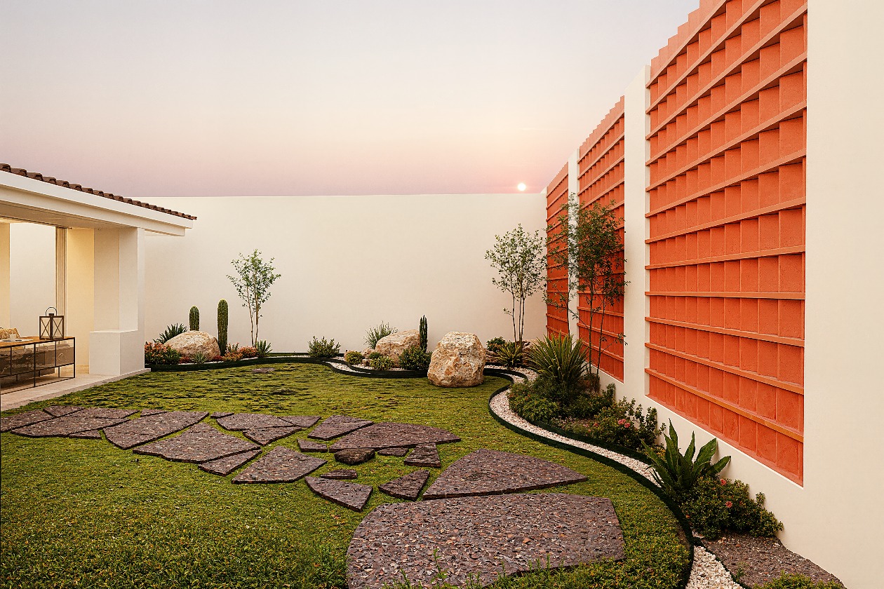 Patio en hora dorada